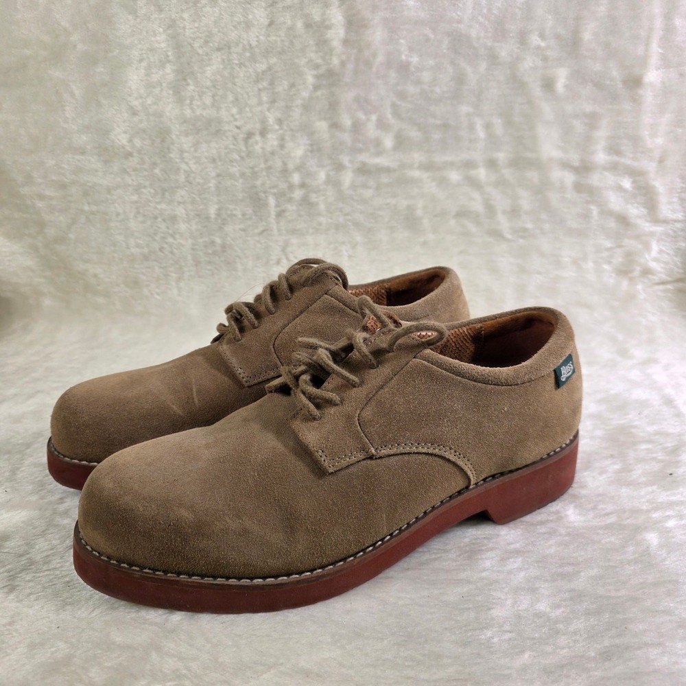 Bass Waterproof Suede Derby Oxfords Shoes Tan Brown Lace Up Mens 10.5